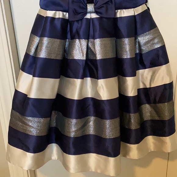 Jona Michelle Navy, Champagne & Dark Sparkly Striped Dress - Picture 3 of 7